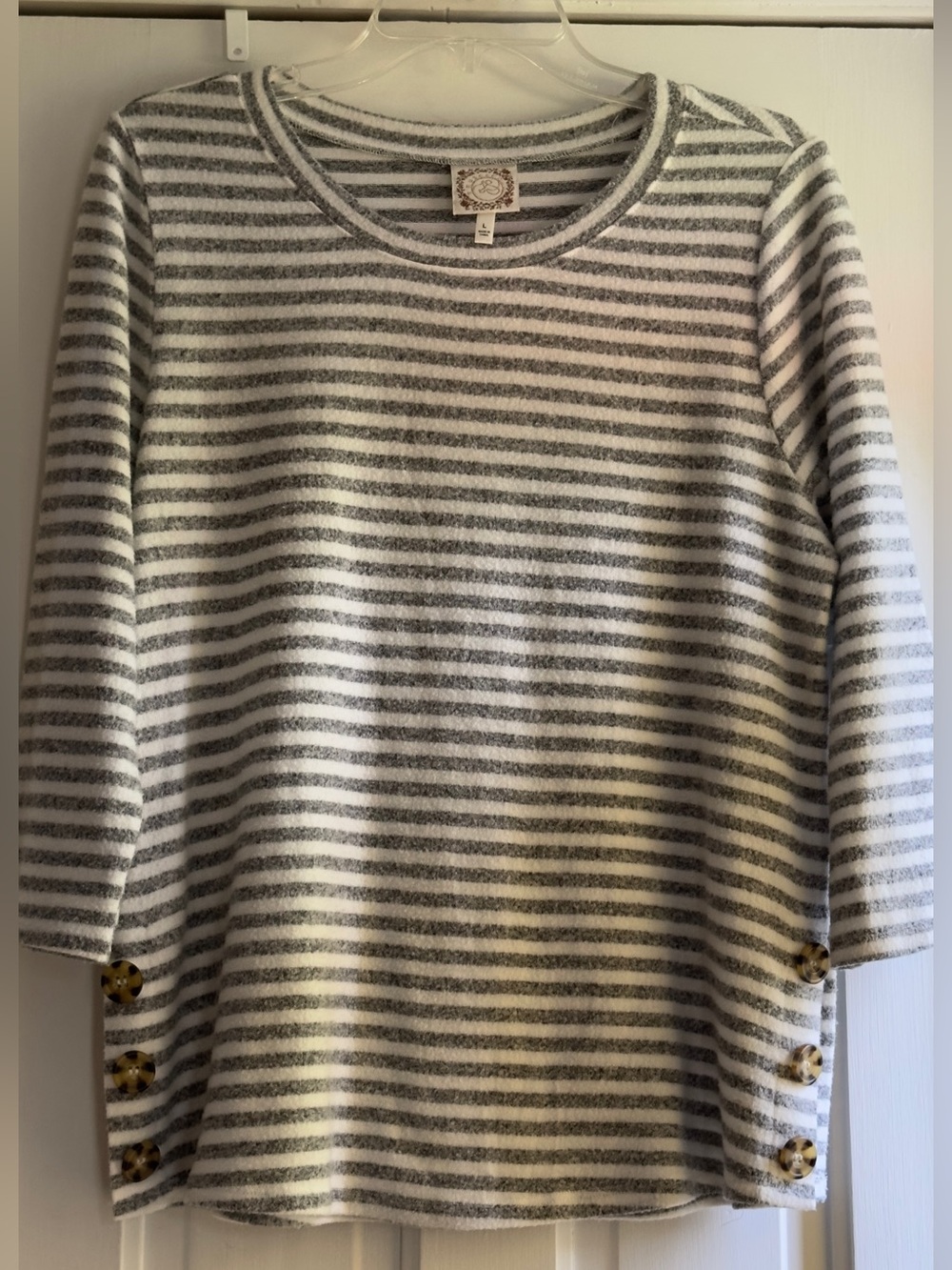 Truself Striped Three quarter sleeve knit Top